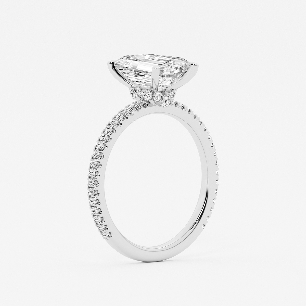 Additional Image 2 for  3 1/3 ctw Emerald Lab Grown Diamond Draping Hidden Halo Engagement Ring