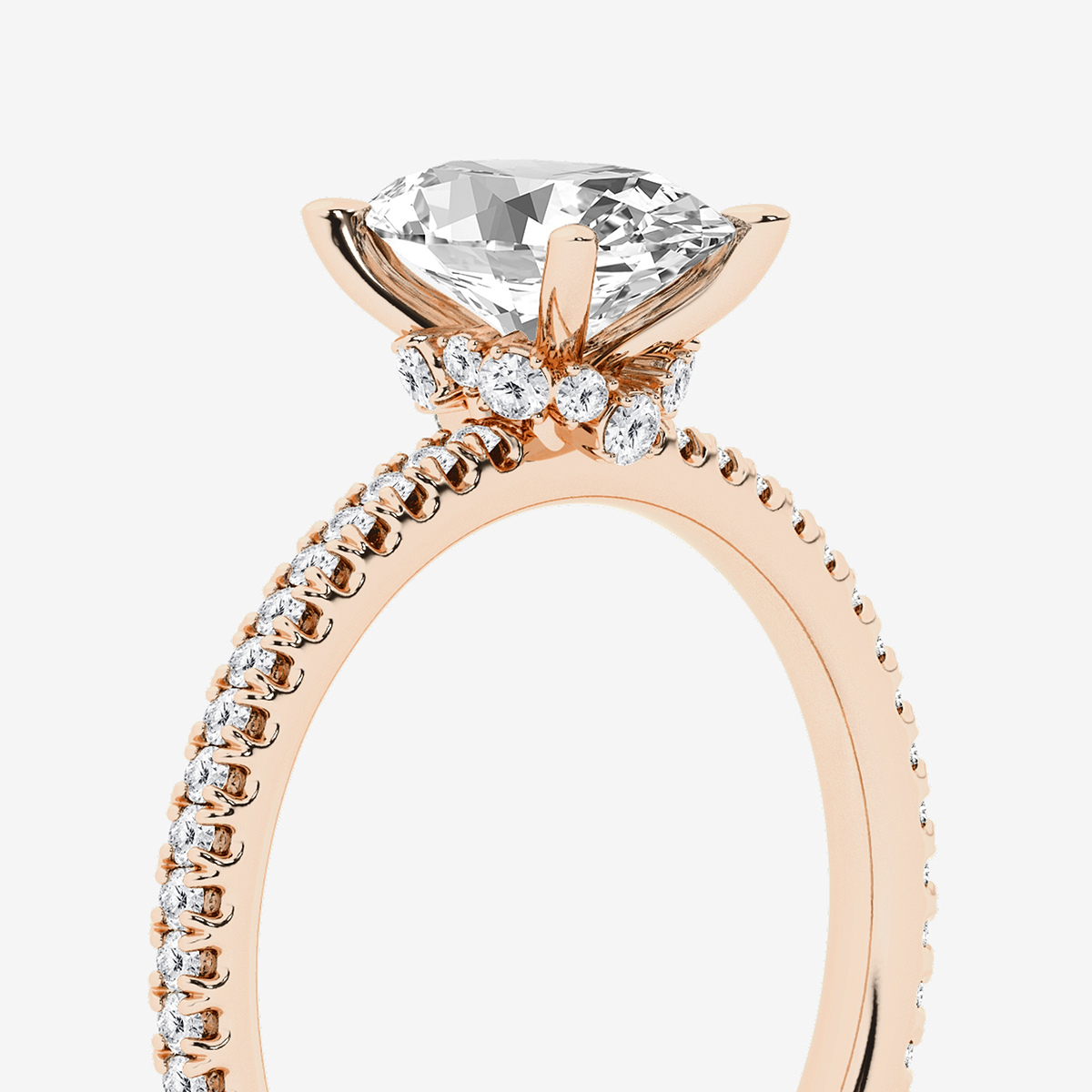 Additional Image 2 for  1 7/8 ctw Oval Lab Grown Diamond Draping Hidden Halo Engagement Ring