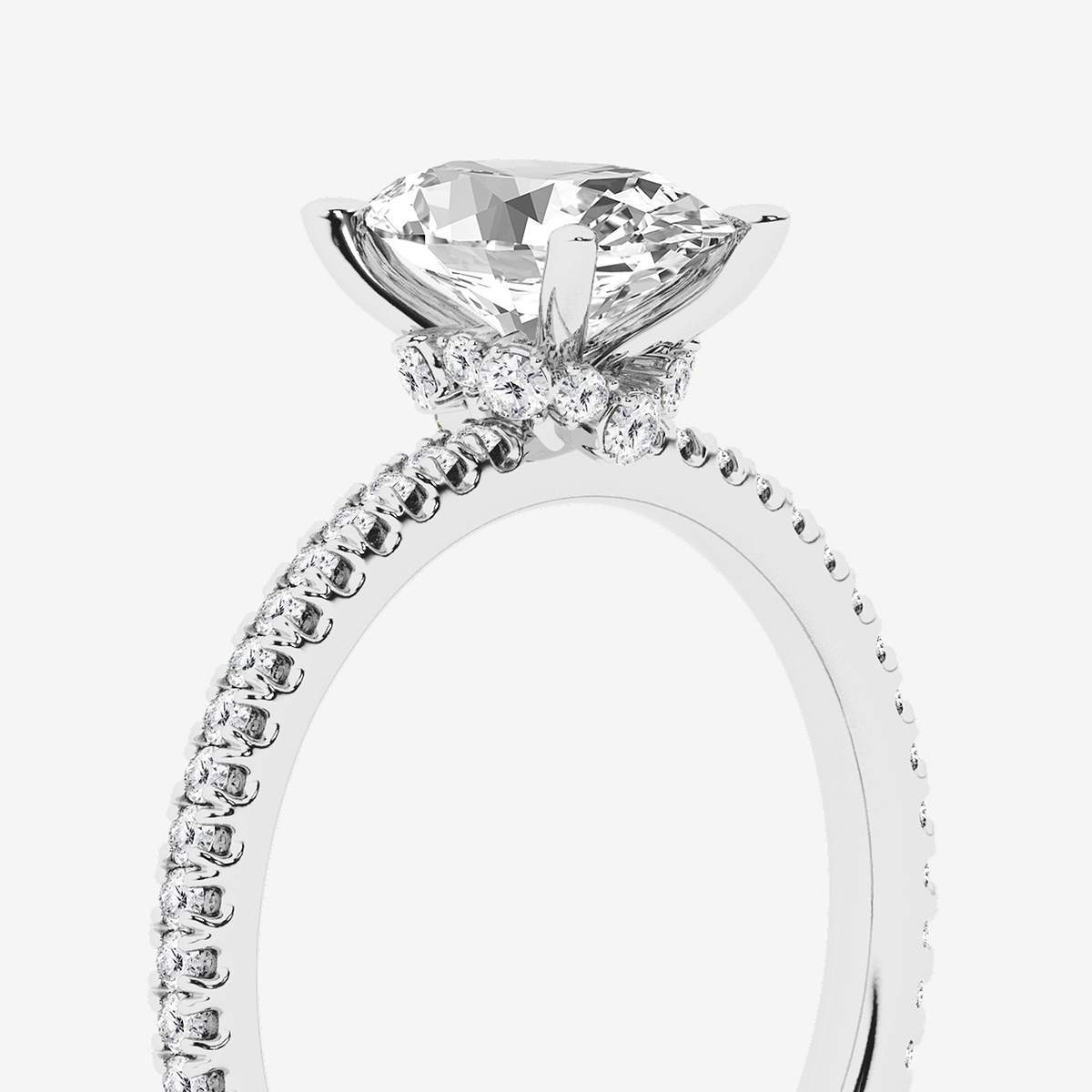 Additional Image 2 for  1 7/8 ctw Oval Lab Grown Diamond Draping Hidden Halo Engagement Ring