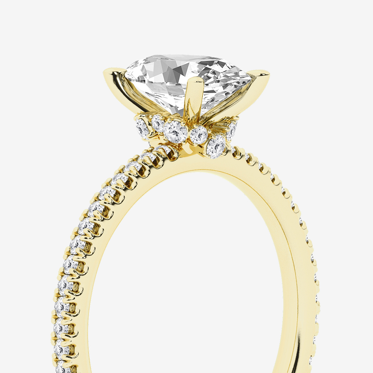 Additional Image 2 for  1 7/8 ctw Oval Lab Grown Diamond Draping Hidden Halo Engagement Ring