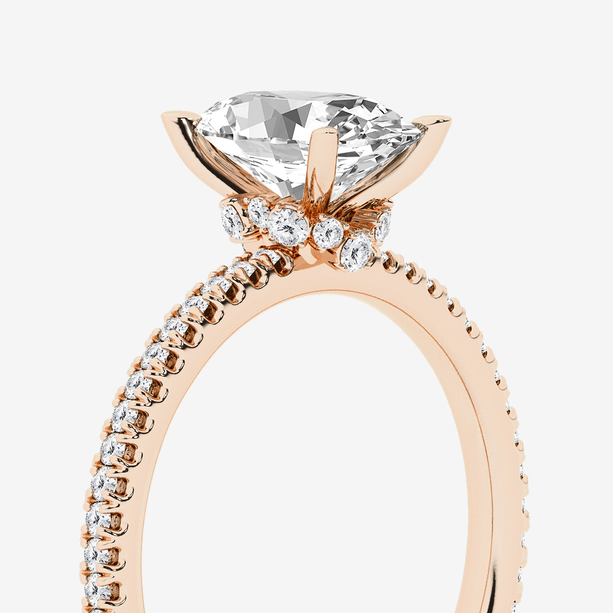 Additional Image 2 for  2 1/3 ctw Oval Lab Grown Diamond Draping Hidden Halo Engagement Ring