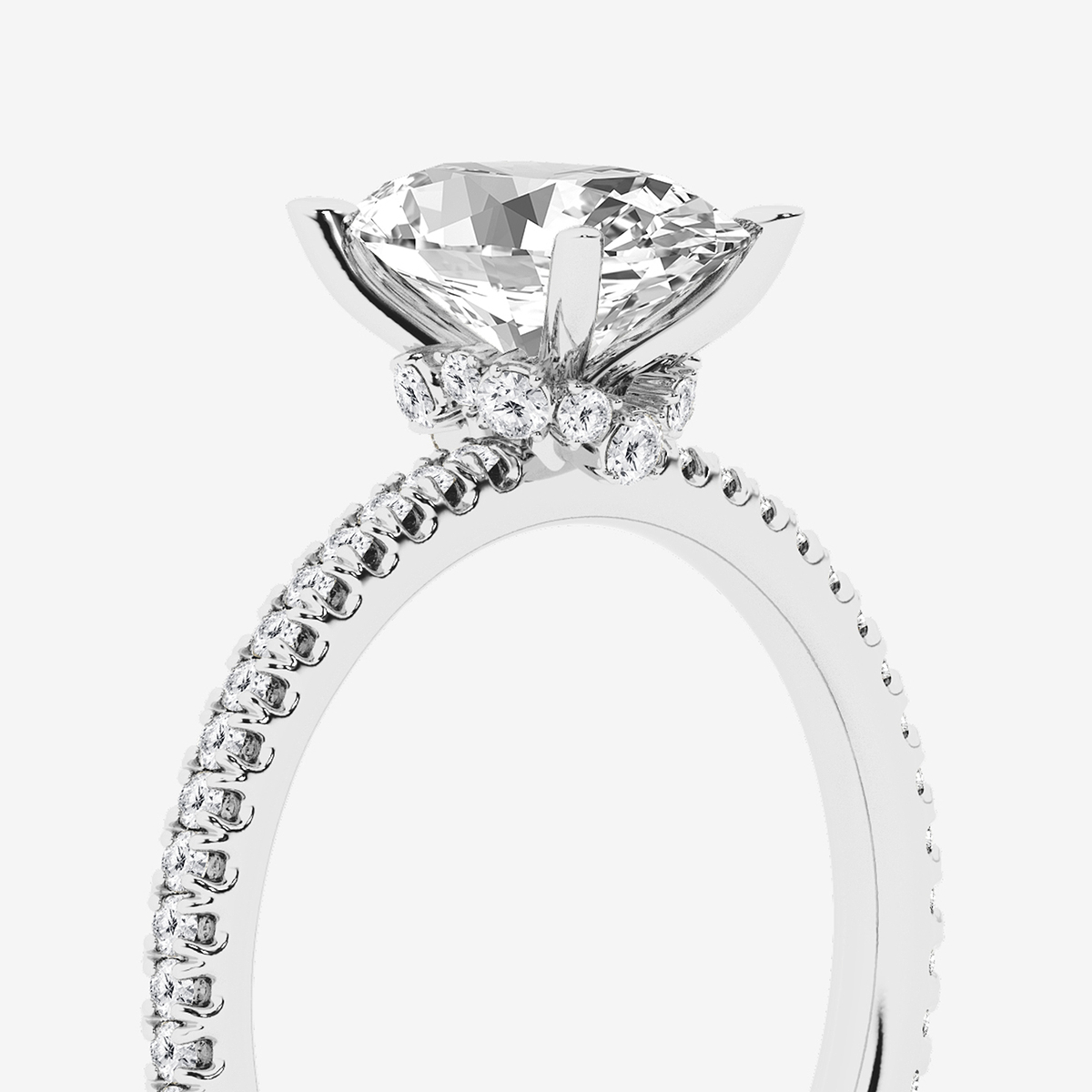 Additional Image 2 for  2 1/3 ctw Oval Lab Grown Diamond Draping Hidden Halo Engagement Ring