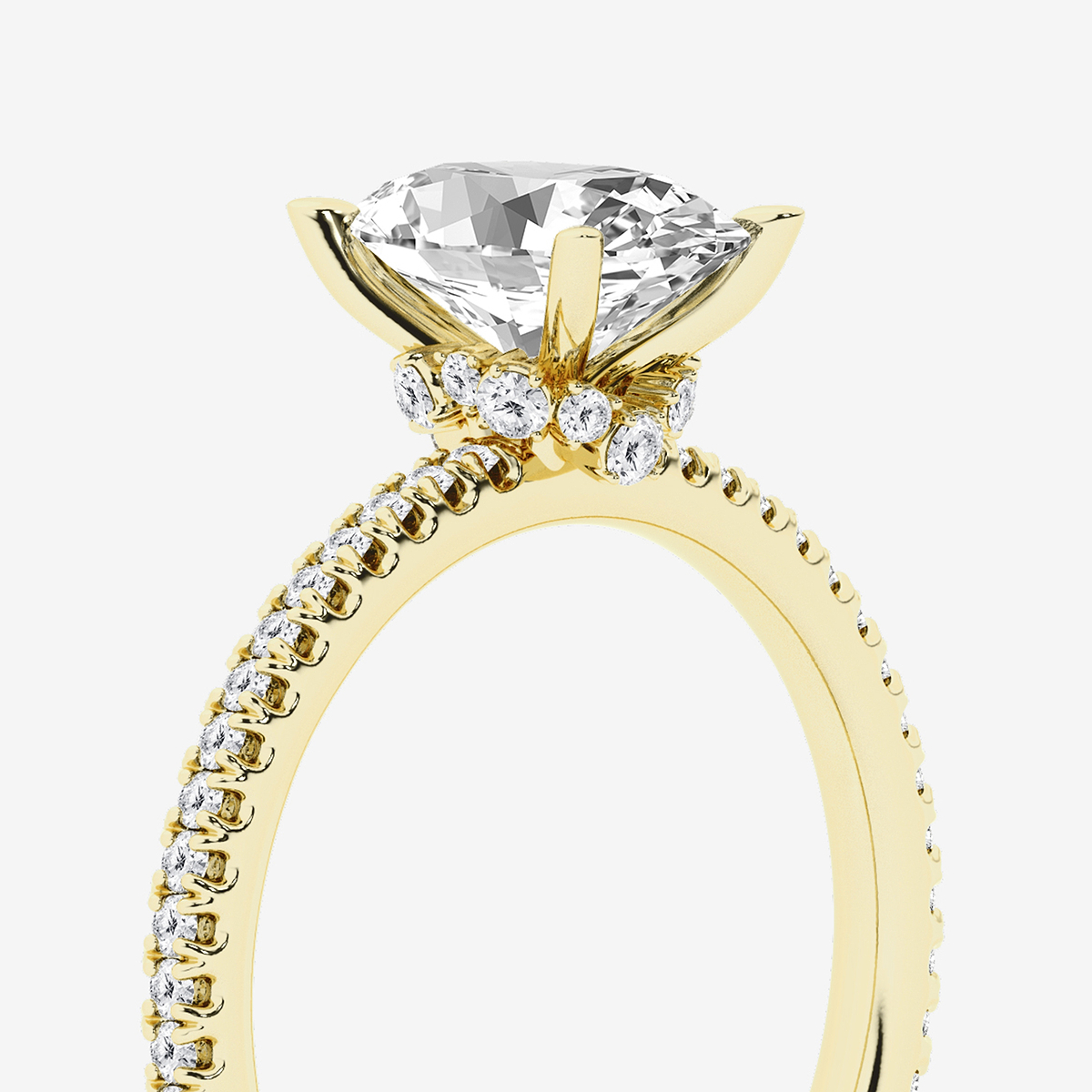 Additional Image 2 for  2 1/3 ctw Oval Lab Grown Diamond Draping Hidden Halo Engagement Ring