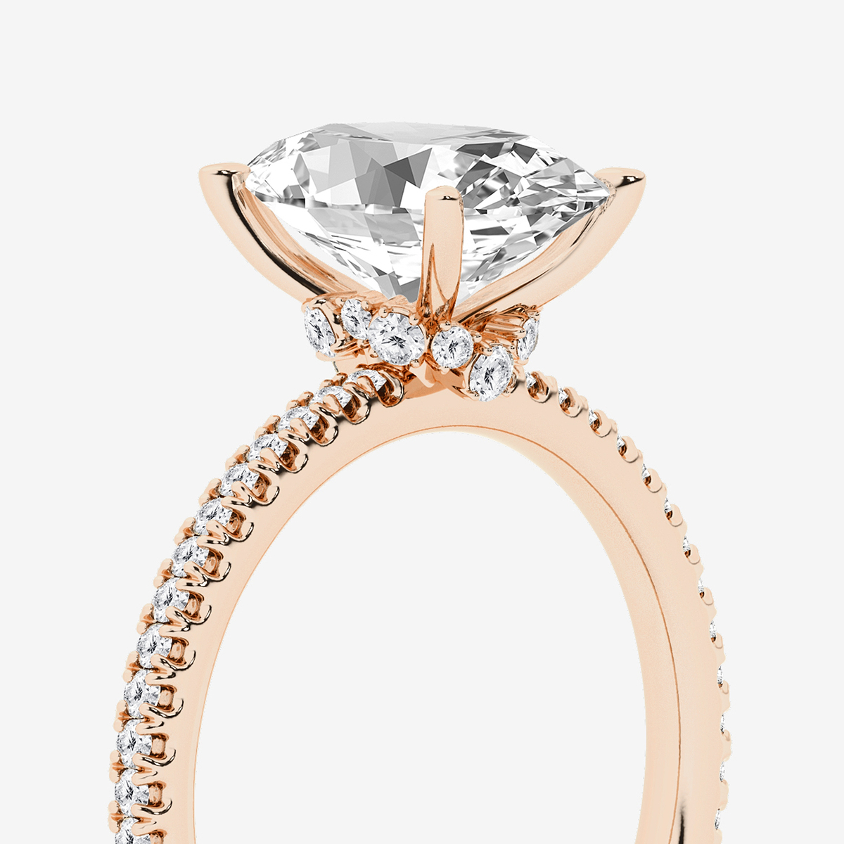 Additional Image 2 for  3 1/3 ctw Oval Lab Grown Diamond Draping Hidden Halo Engagement Ring