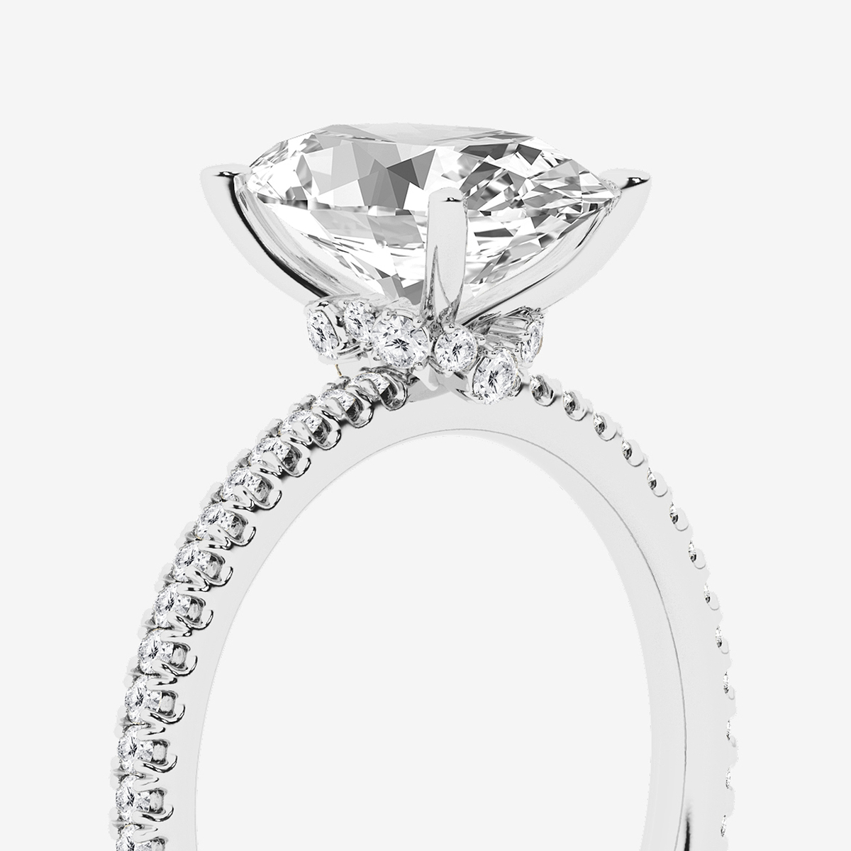 Additional Image 2 for  3 1/3 ctw Oval Lab Grown Diamond Draping Hidden Halo Engagement Ring