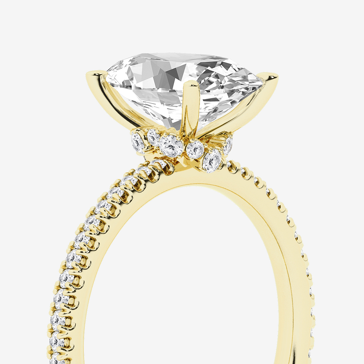 Additional Image 2 for  3 1/3 ctw Oval Lab Grown Diamond Draping Hidden Halo Engagement Ring