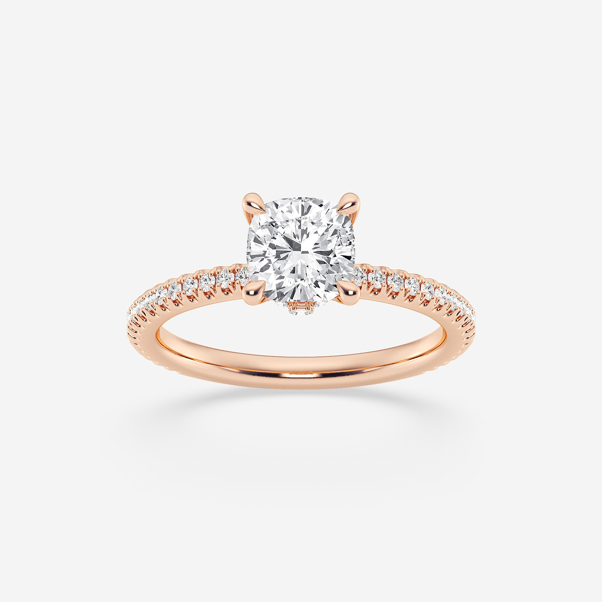 1 1/3 ctw Cushion Lab Grown Diamond Draping Hidden Halo Engagement Ring