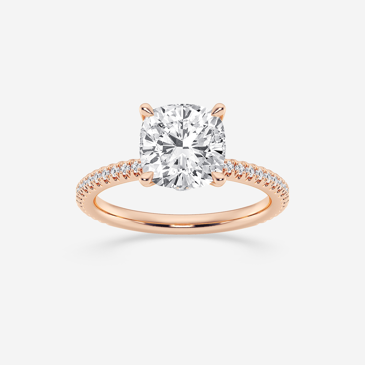 1 7/8 ctw Cushion Lab Grown Diamond Draping Hidden Halo Engagement Ring