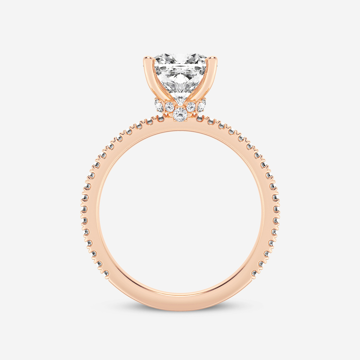 Additional Image 1 for  3 1/3 ctw Cushion Lab Grown Diamond Draping Hidden Halo Engagement Ring