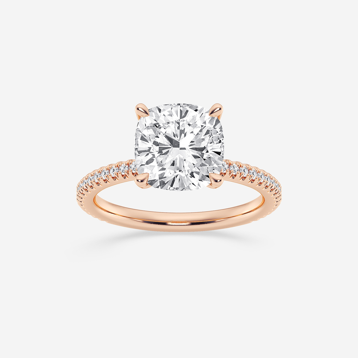2 1/3 ctw Cushion Lab Grown Diamond Draping Hidden Halo Engagement Ring