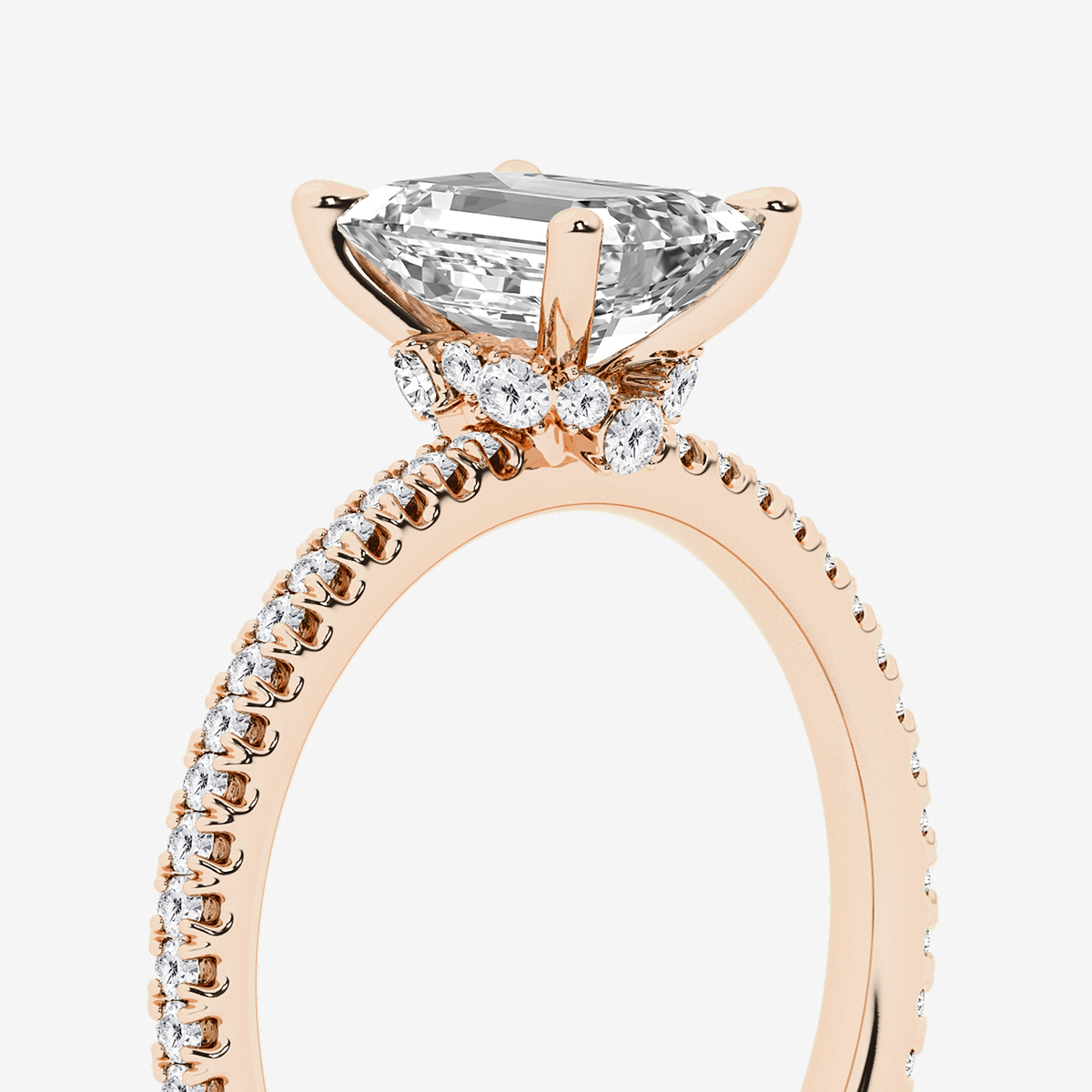 Additional Image 2 for  1 1/3 ctw Emerald Lab Grown Diamond Draping Hidden Halo Engagement Ring