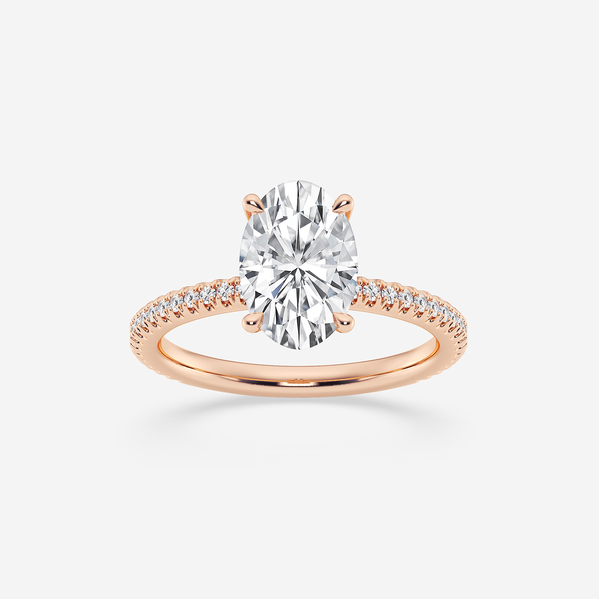 2 1/3 ctw Oval Lab Grown Diamond Draping Hidden Halo Engagement Ring
