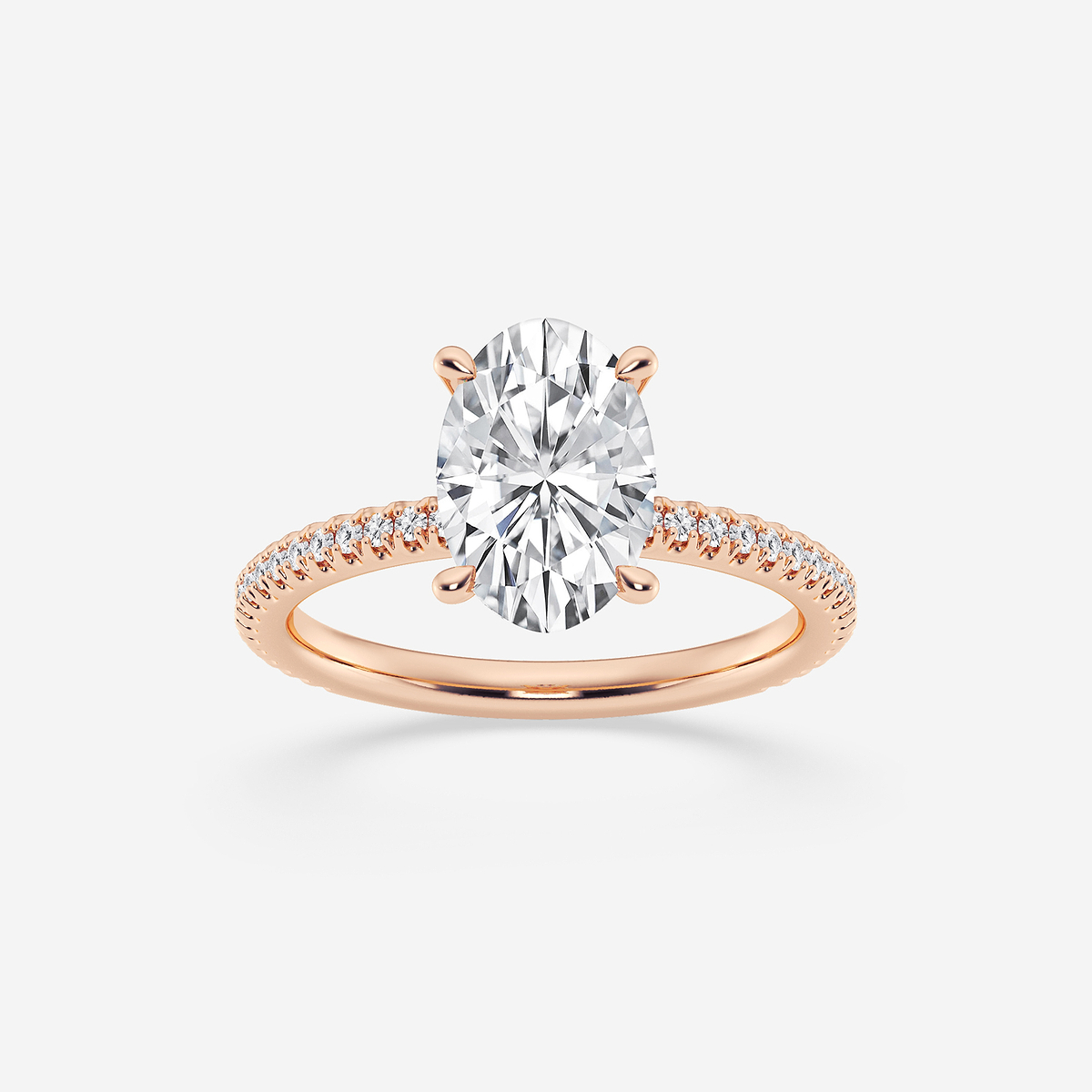 3 1/3 ctw Oval Lab Grown Diamond Draping Hidden Halo Engagement Ring