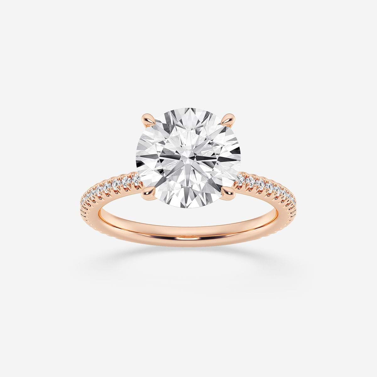 3 1/3 ctw Round Lab Grown Diamond Draping Hidden Halo Engagement Ring 14K Rose Gold, F, VS2