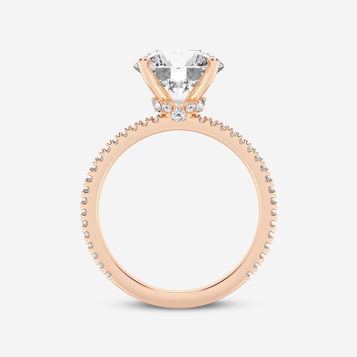 3 1/3 ctw Round Lab Grown Diamond Draping Hidden Halo Engagement Ring 14K Rose Gold, F, VS2