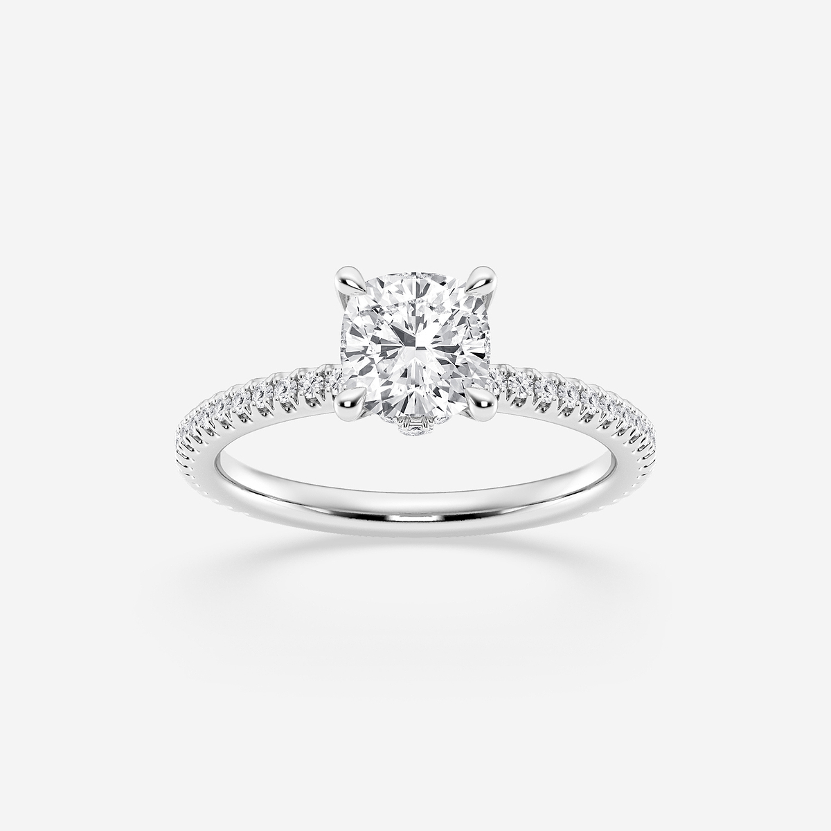 1 1/3 ctw Cushion Lab Grown Diamond Draping Hidden Halo Engagement Ring