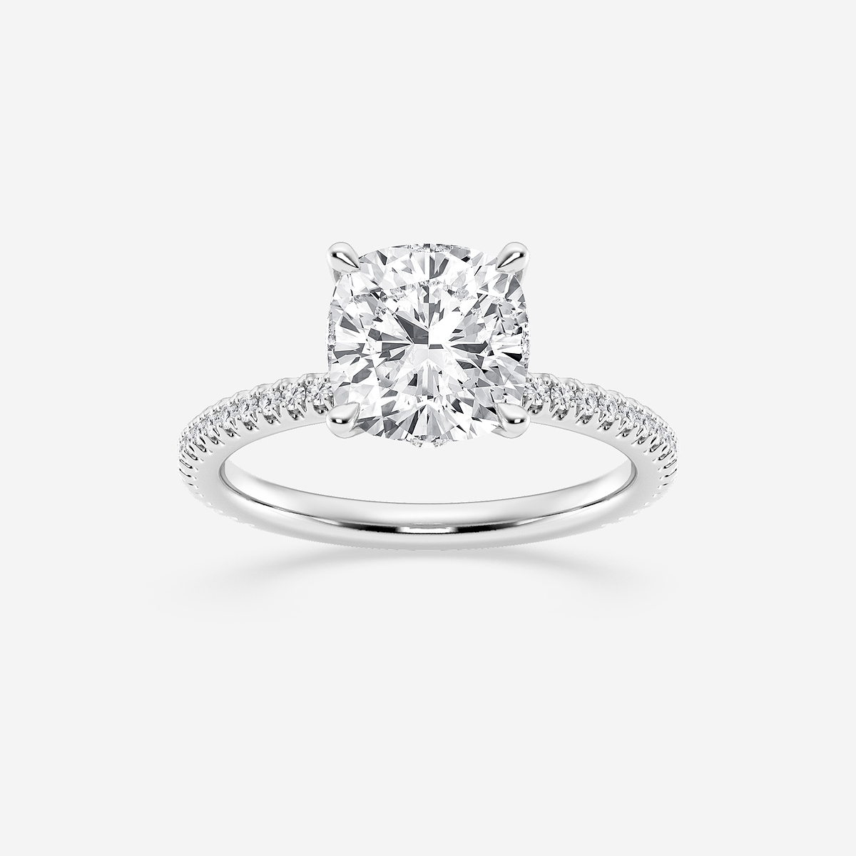 1 7/8 ctw Cushion Lab Grown Diamond Draping Hidden Halo Engagement Ring