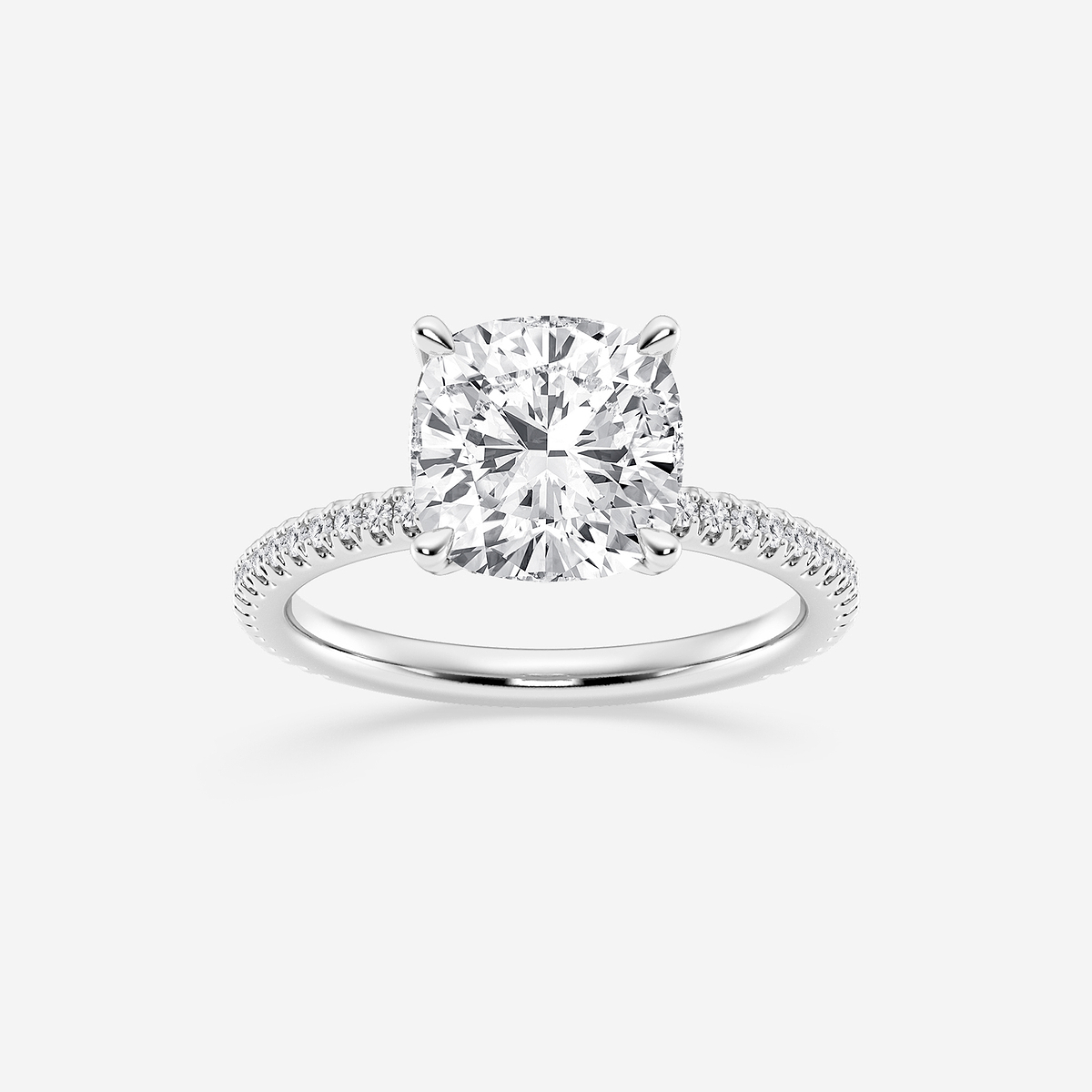 2 1/3 ctw Cushion Lab Grown Diamond Draping Hidden Halo Engagement Ring