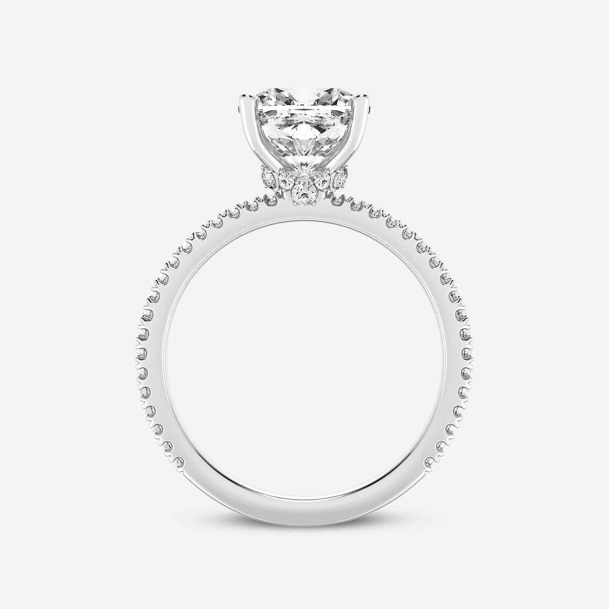 Additional Image 1 for  3 1/3 ctw Cushion Lab Grown Diamond Draping Hidden Halo Engagement Ring