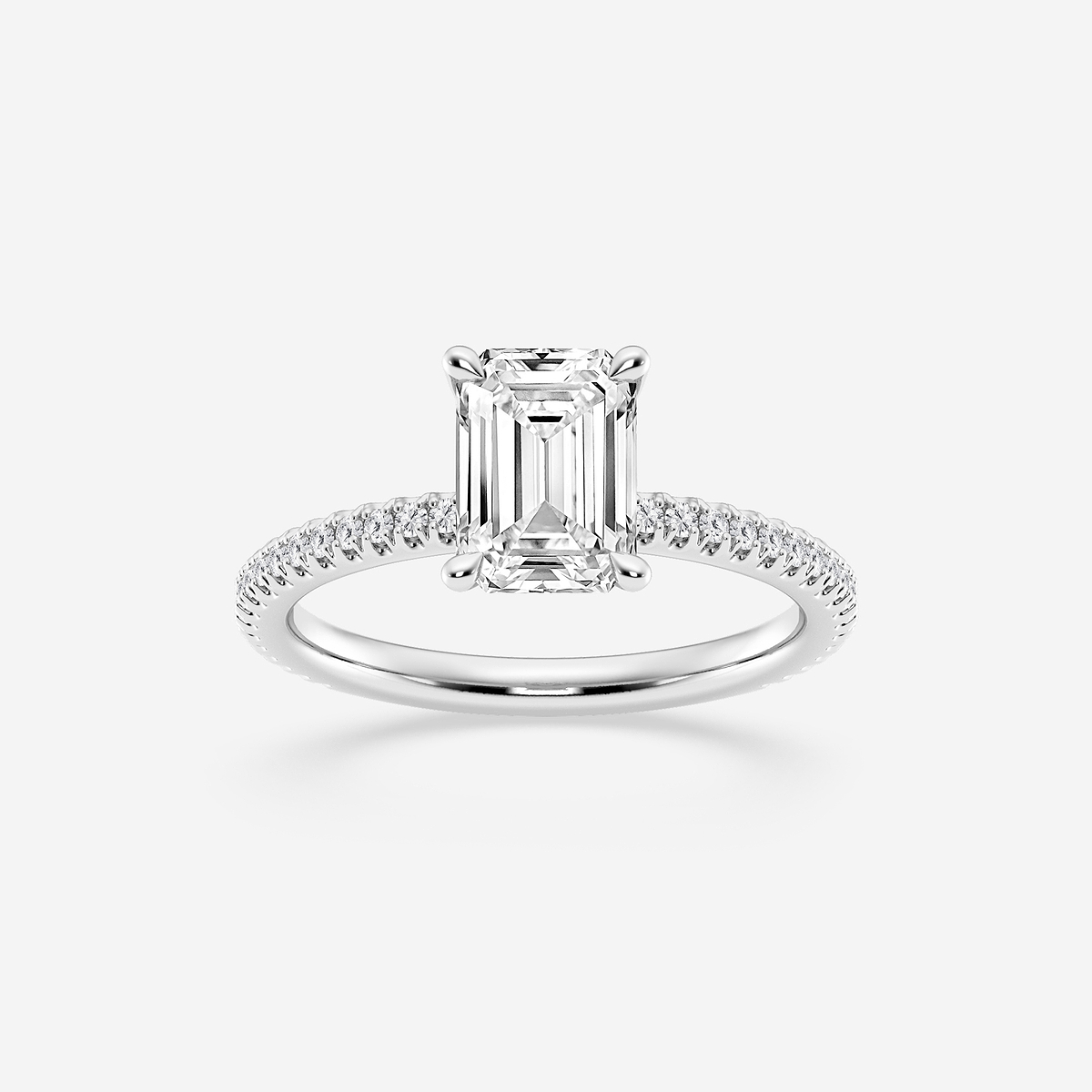 1 1/3 ctw Emerald Lab Grown Diamond Draping Hidden Halo Engagement Ring