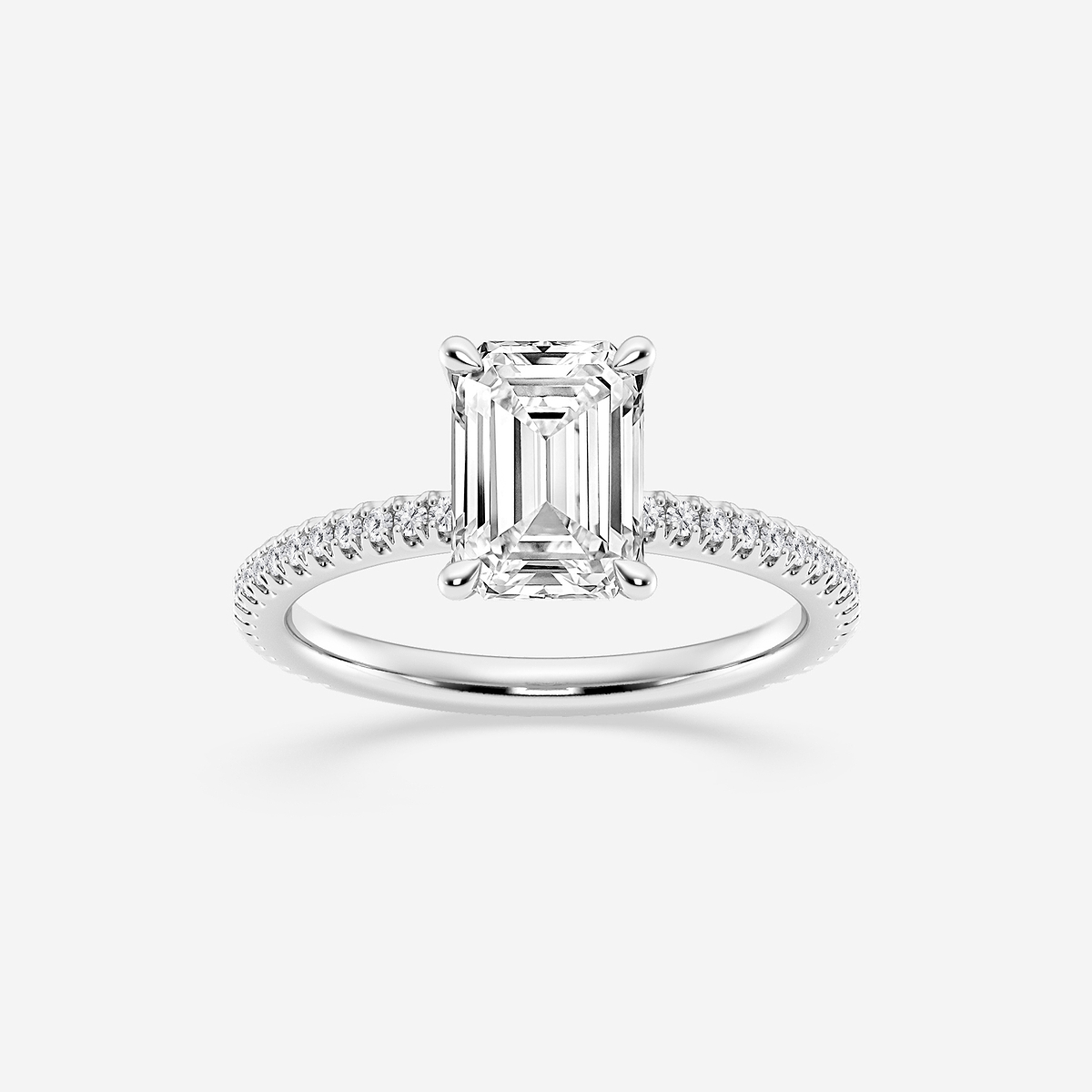 1 7/8 ctw Emerald Lab Grown Diamond Draping Hidden Halo Engagement Ring