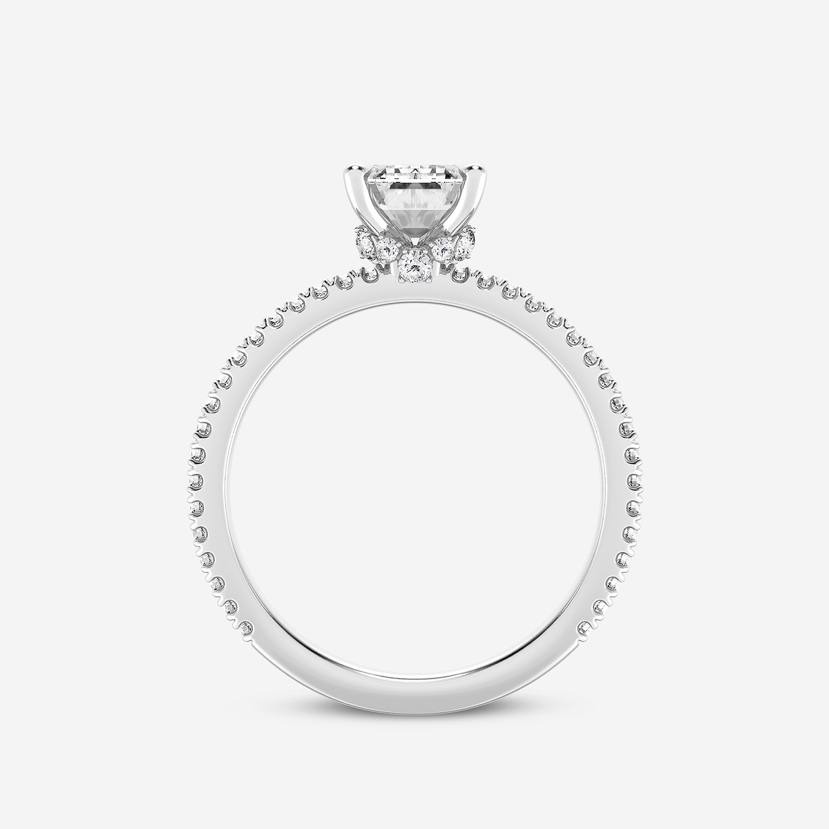 Additional Image 1 for  1 7/8 ctw Emerald Lab Grown Diamond Draping Hidden Halo Engagement Ring