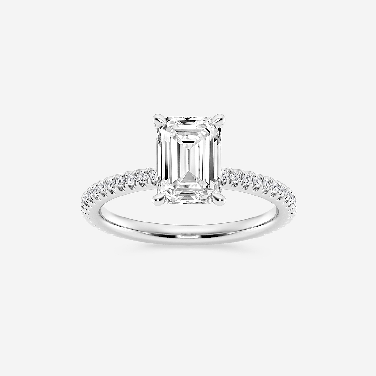 2 1/3 ctw Emerald Lab Grown Diamond Draping Hidden Halo Engagement Ring