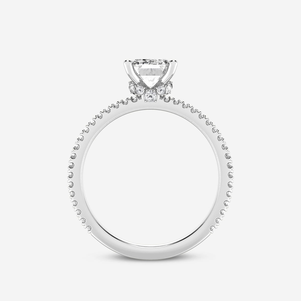 Additional Image 1 for  2 1/3 ctw Emerald Lab Grown Diamond Draping Hidden Halo Engagement Ring