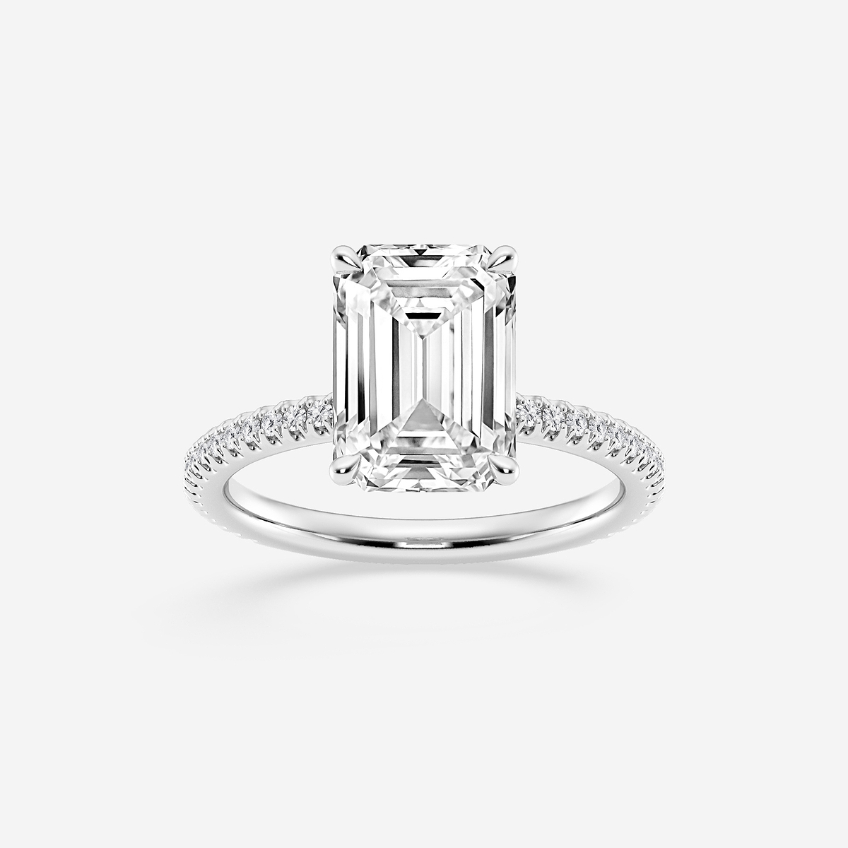 3 1/3 ctw Emerald Lab Grown Diamond Draping Hidden Halo Engagement Ring