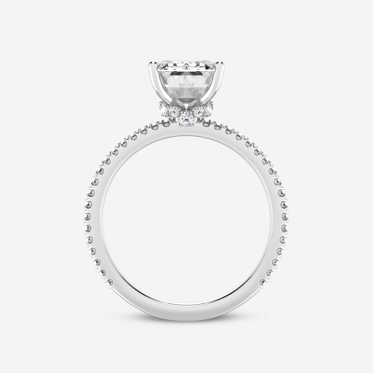 Additional Image 1 for  3 1/3 ctw Emerald Lab Grown Diamond Draping Hidden Halo Engagement Ring