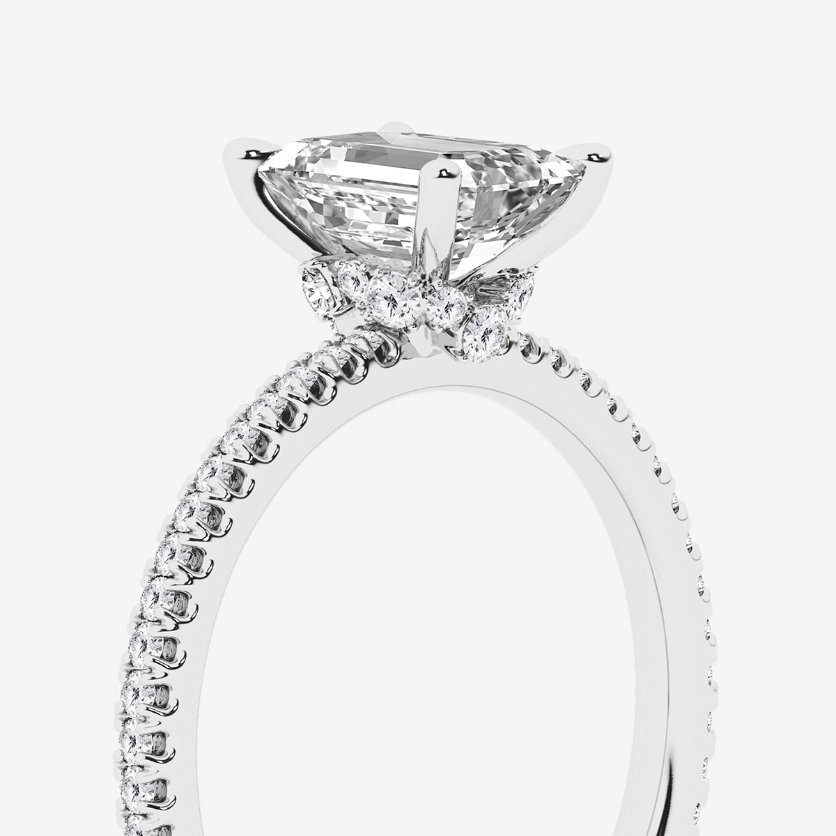 Additional Image 2 for  1 1/3 ctw Oval Lab Grown Diamond Draping Hidden Halo Engagement Ring