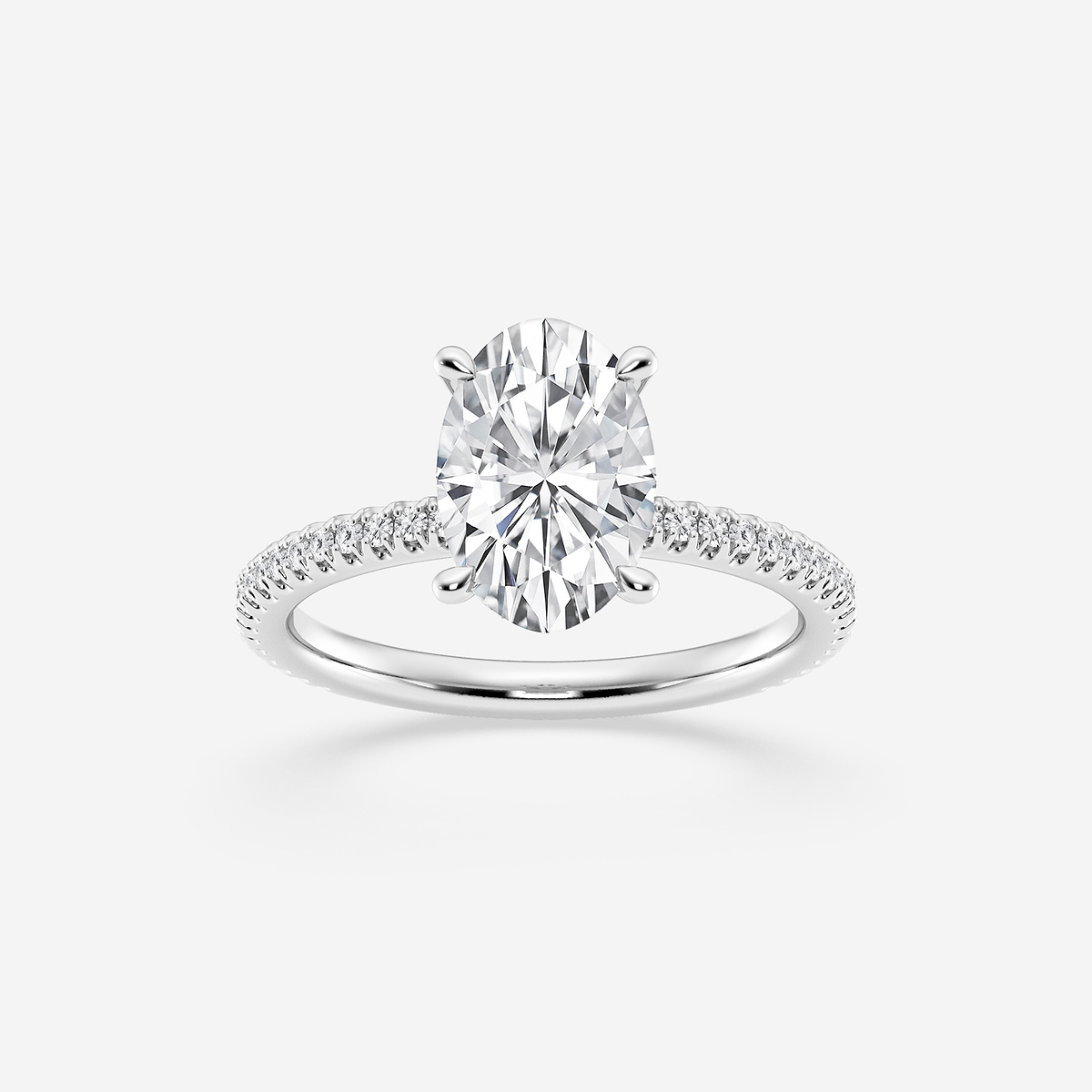 3 1/3 ctw Oval Lab Grown Diamond Draping Hidden Halo Engagement Ring