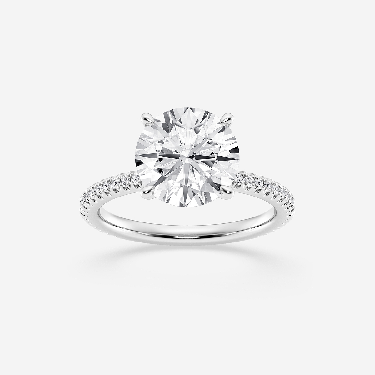 3 1/3 ctw Round Lab Grown Diamond Draping Hidden Halo Engagement Ring