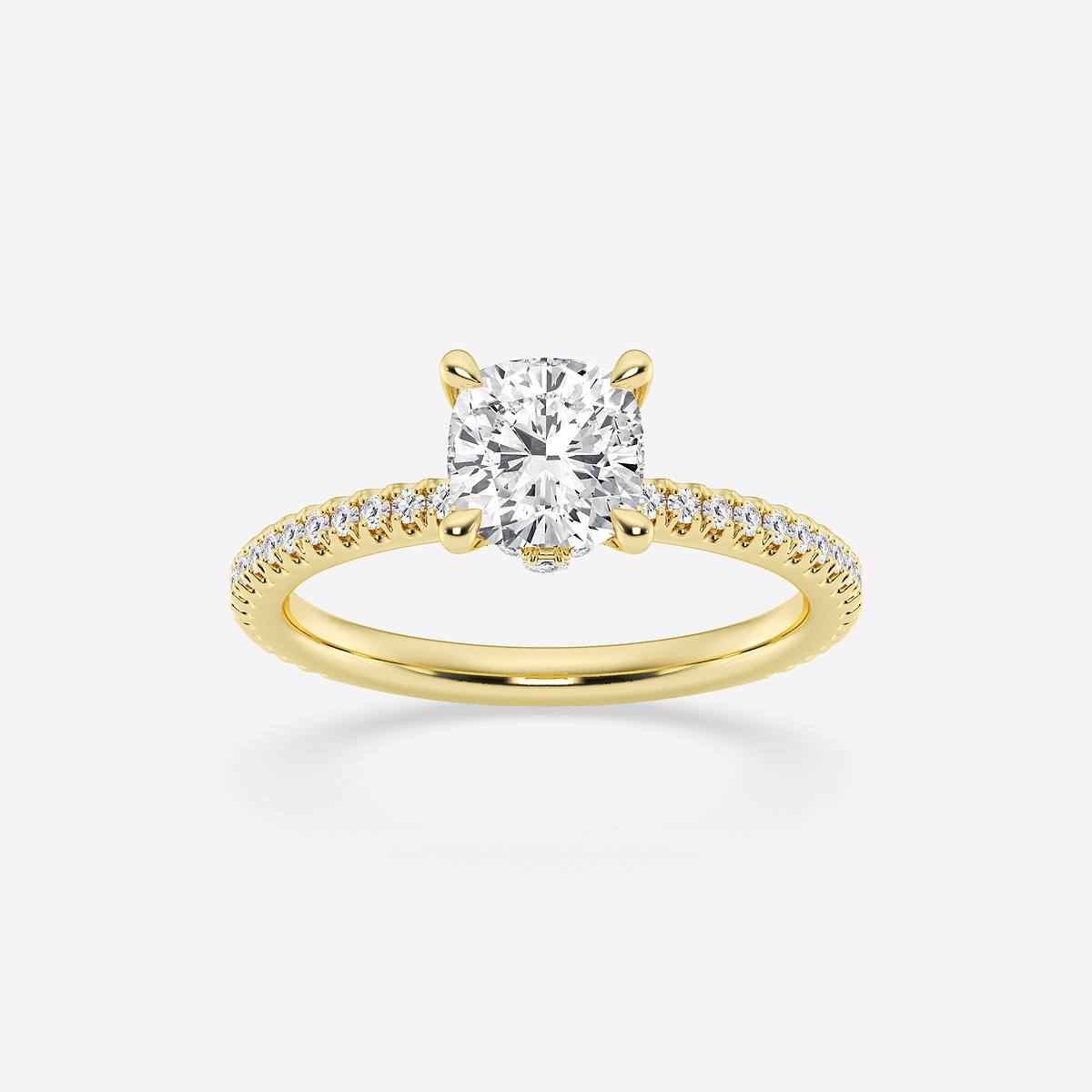 1 1/3 ctw Cushion Lab Grown Diamond Draping Hidden Halo Engagement Ring