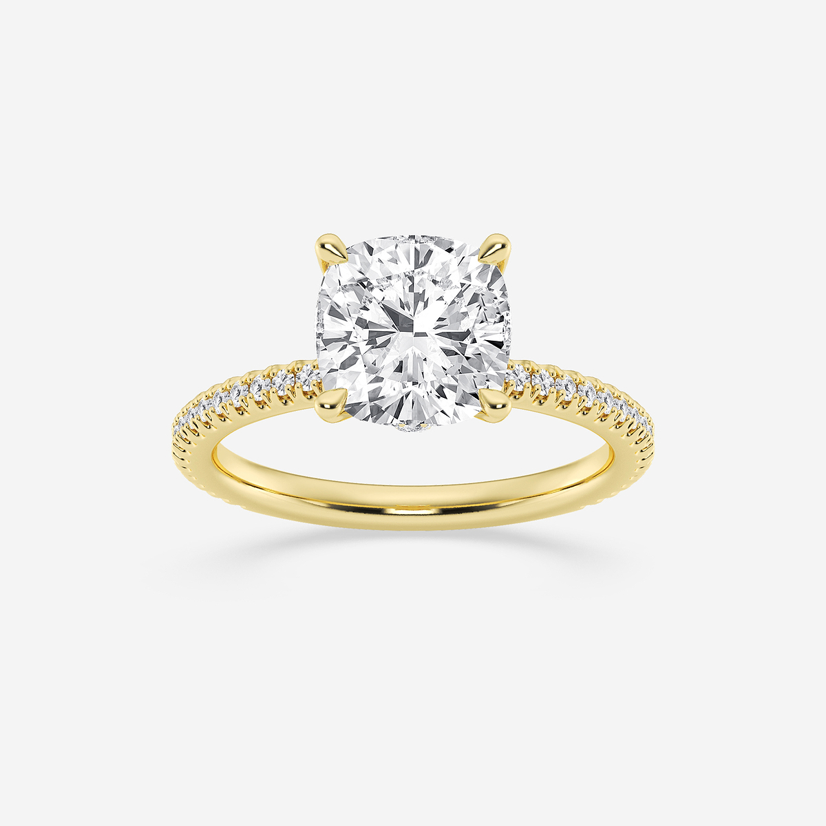1 7/8 ctw Cushion Lab Grown Diamond Draping Hidden Halo Engagement Ring