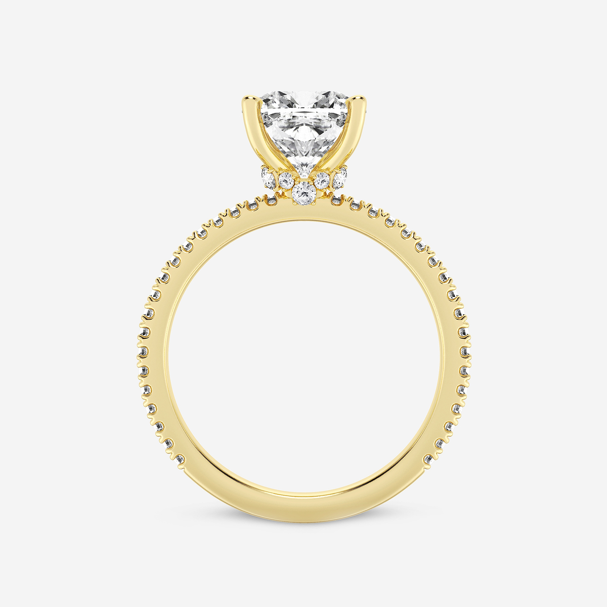 Additional Image 1 for  3 1/3 ctw Cushion Lab Grown Diamond Draping Hidden Halo Engagement Ring