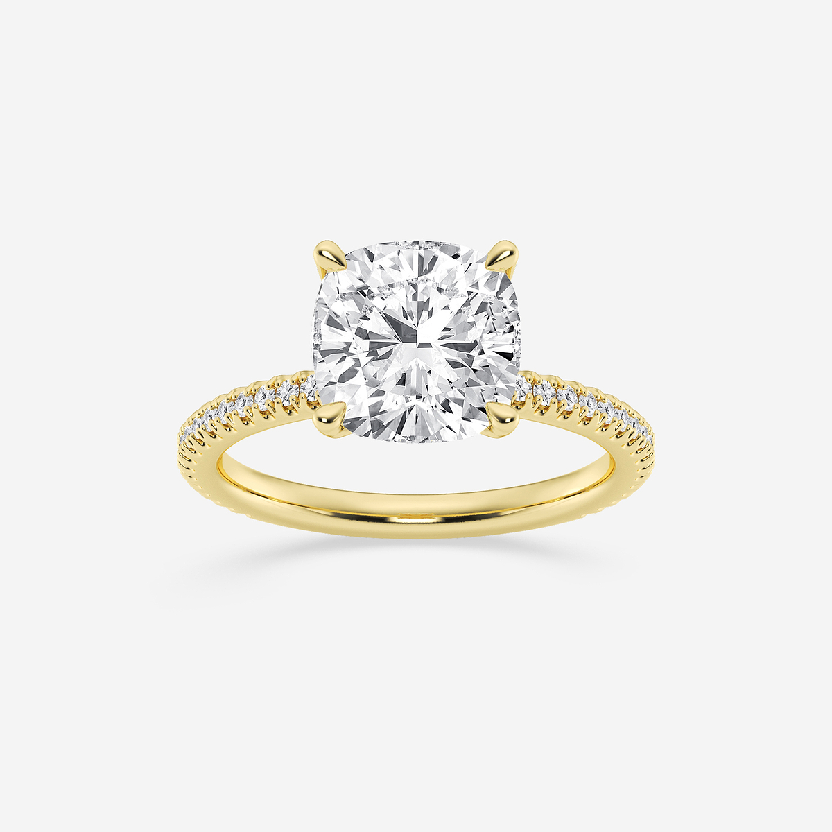 2 1/3 ctw Cushion Lab Grown Diamond Draping Hidden Halo Engagement Ring