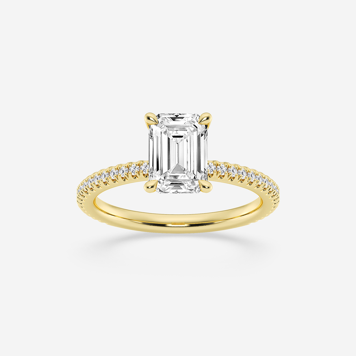 1 1/3 ctw Emerald Lab Grown Diamond Draping Hidden Halo Engagement Ring