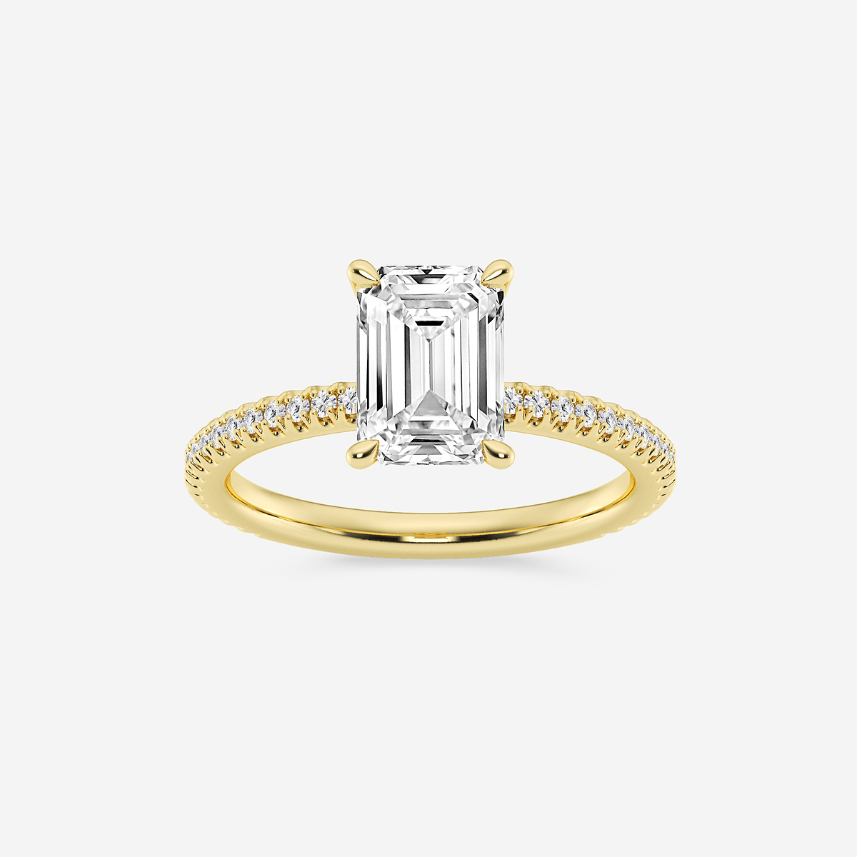2 1/3 ctw Emerald Lab Grown Diamond Draping Hidden Halo Engagement Ring