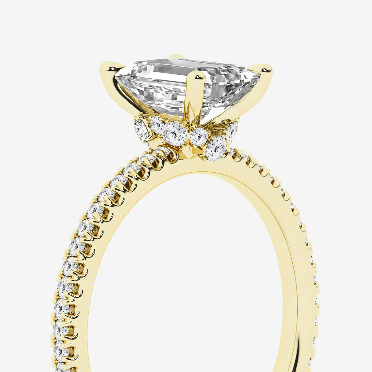 Additional Image 2 for  1 1/3 ctw Emerald Lab Grown Diamond Draping Hidden Halo Engagement Ring