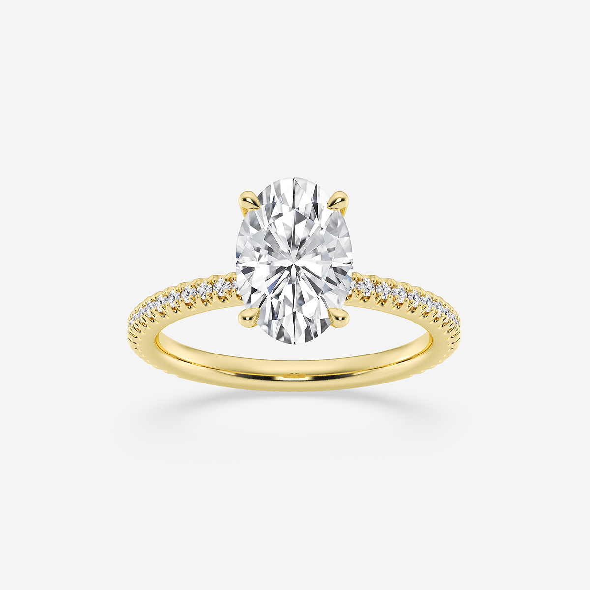 2 1/3 ctw Oval Lab Grown Diamond Draping Hidden Halo Engagement Ring