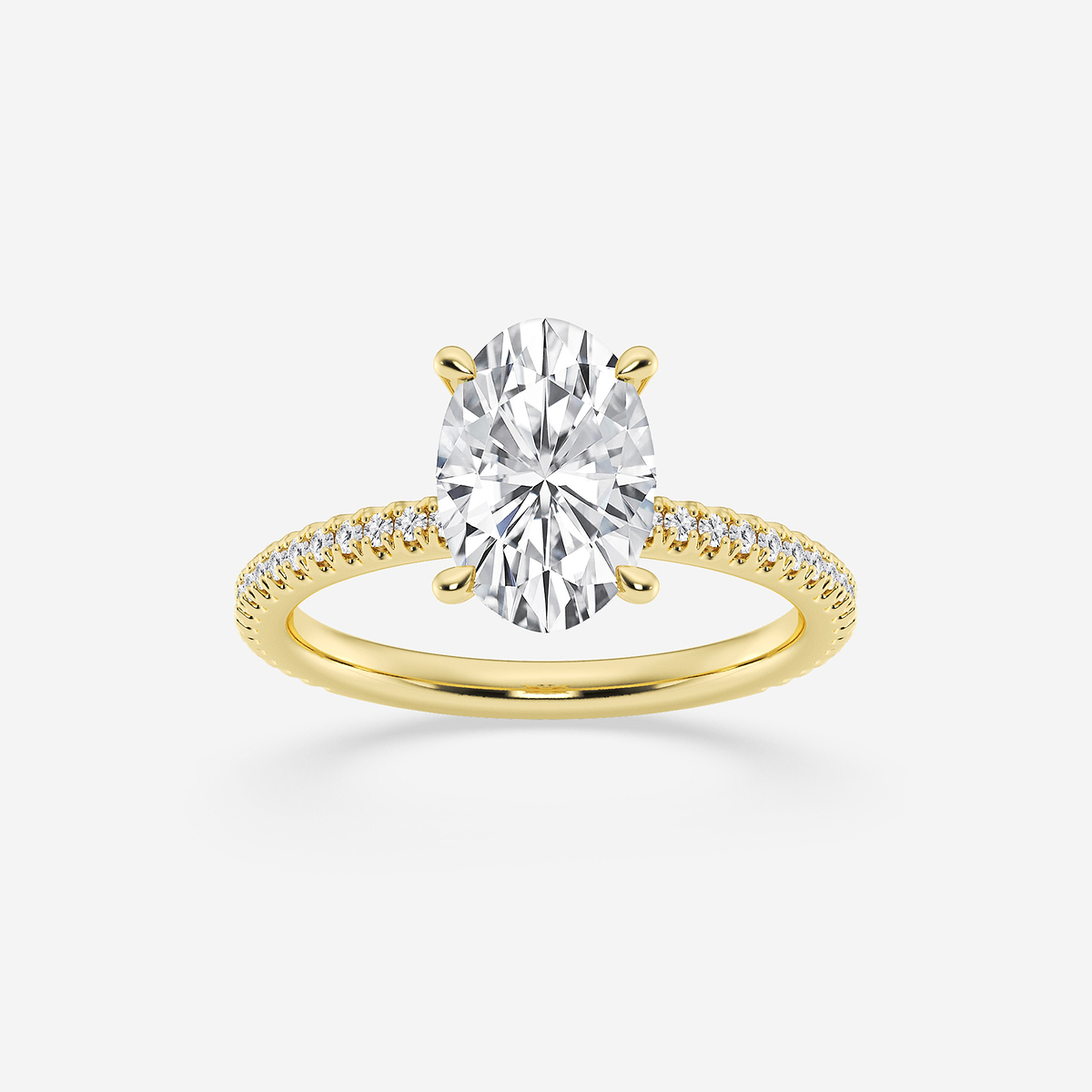 3 1/3 ctw Oval Lab Grown Diamond Draping Hidden Halo Engagement Ring