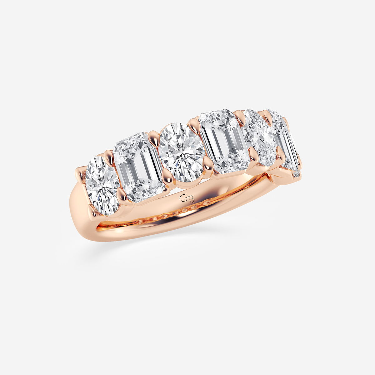 Additional Image 1 for  3 ctw Emerald and Oval Lab Grown Diamond Seven-Stone Alternating Wedding Band