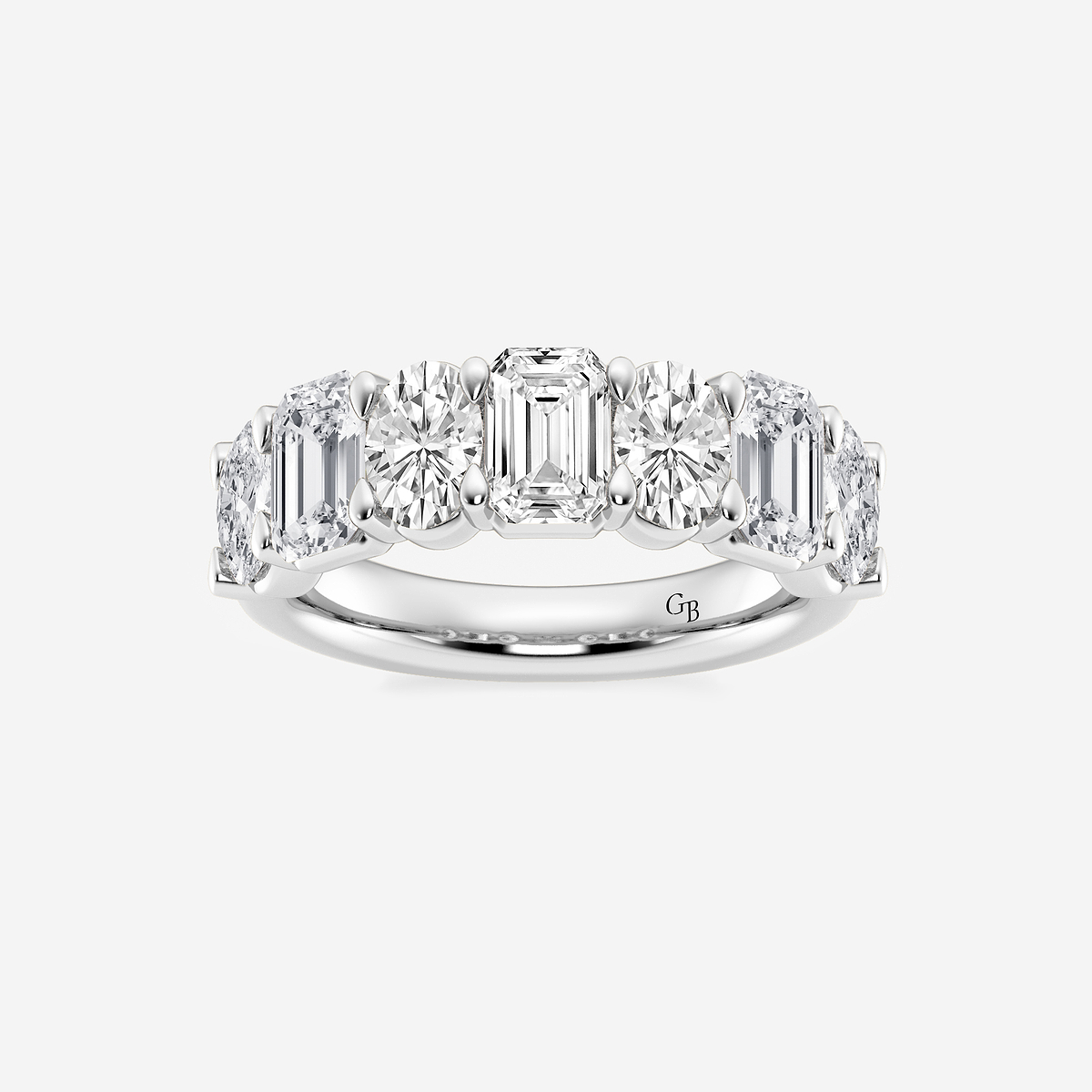 Delaney 3 ctw Emerald and Oval Lab Grown Diamond Seven-Stone