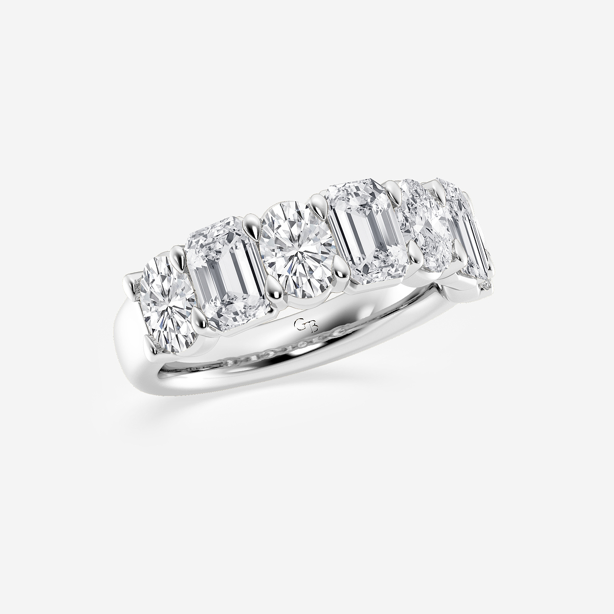 Additional Image 1 for  3 ctw Emerald and Oval Lab Grown Diamond Seven-Stone Alternating Wedding Band