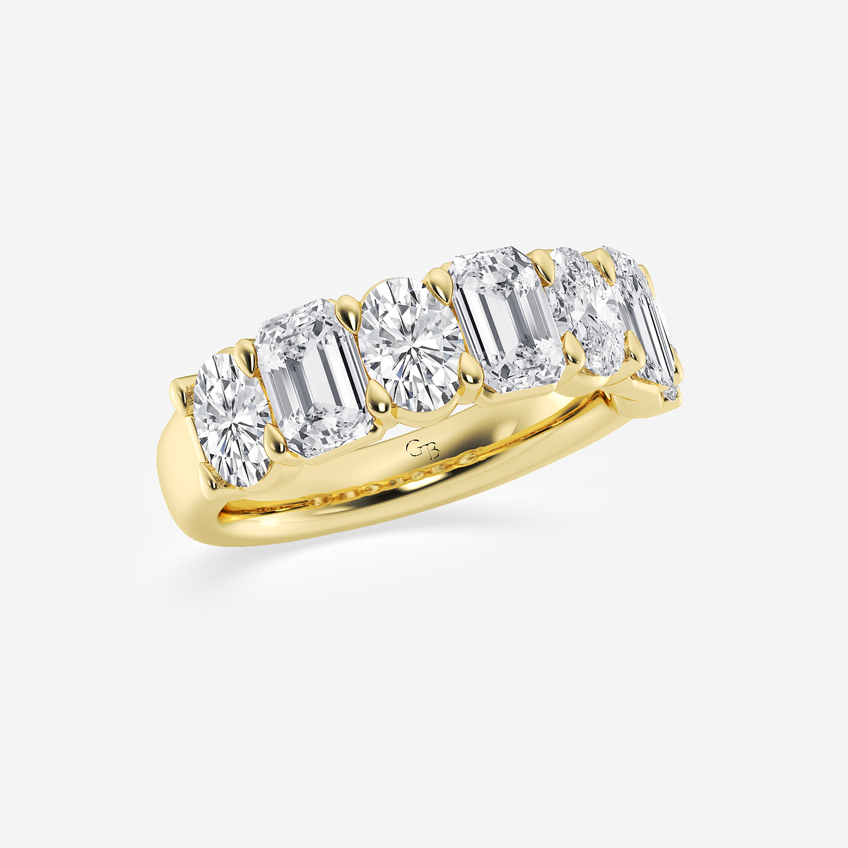 Additional Image 1 for  3 ctw Emerald and Oval Lab Grown Diamond Seven-Stone Alternating Wedding Band