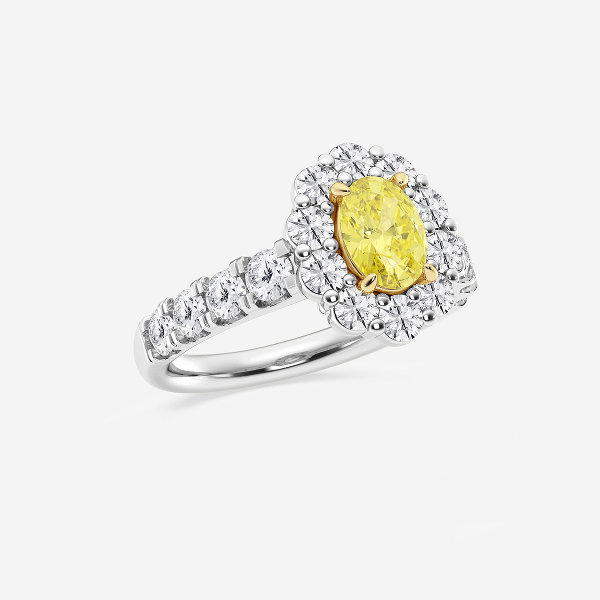 Additional Image 1 for  2 1/2 ctw Oval Lab Grown Diamond Fancy Yellow Framed Halo Engagement Ring