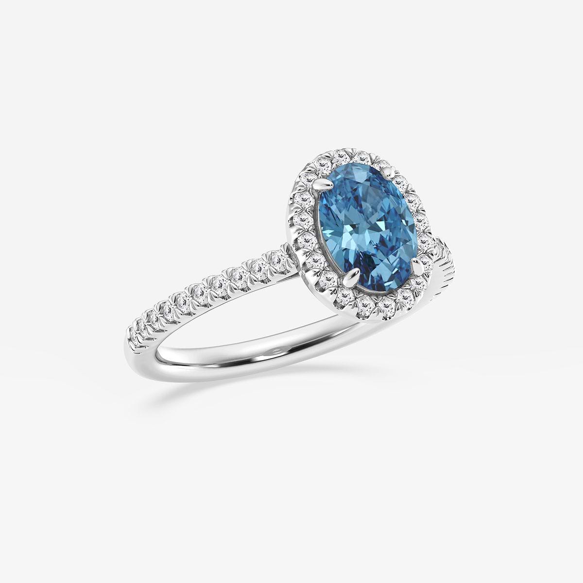Additional Image 1 for  1 3/4 ctw Oval Fancy Blue Lab Grown Diamond Halo Engagement Ring
