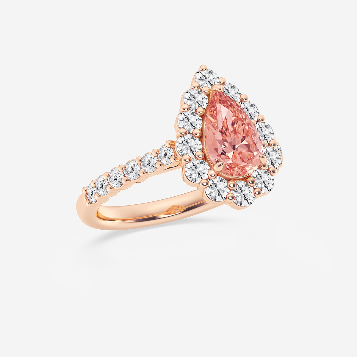 Additional Image 1 for  2 ctw Pear Lab Grown Diamond Fancy Pink With Prong Set Frame Halo Engagement Ring
