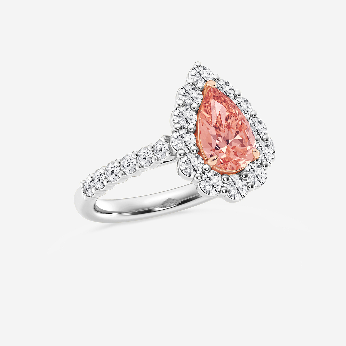Additional Image 1 for  2 ctw Pear Lab Grown Diamond Fancy Pink With Prong Set Frame Halo Engagement Ring